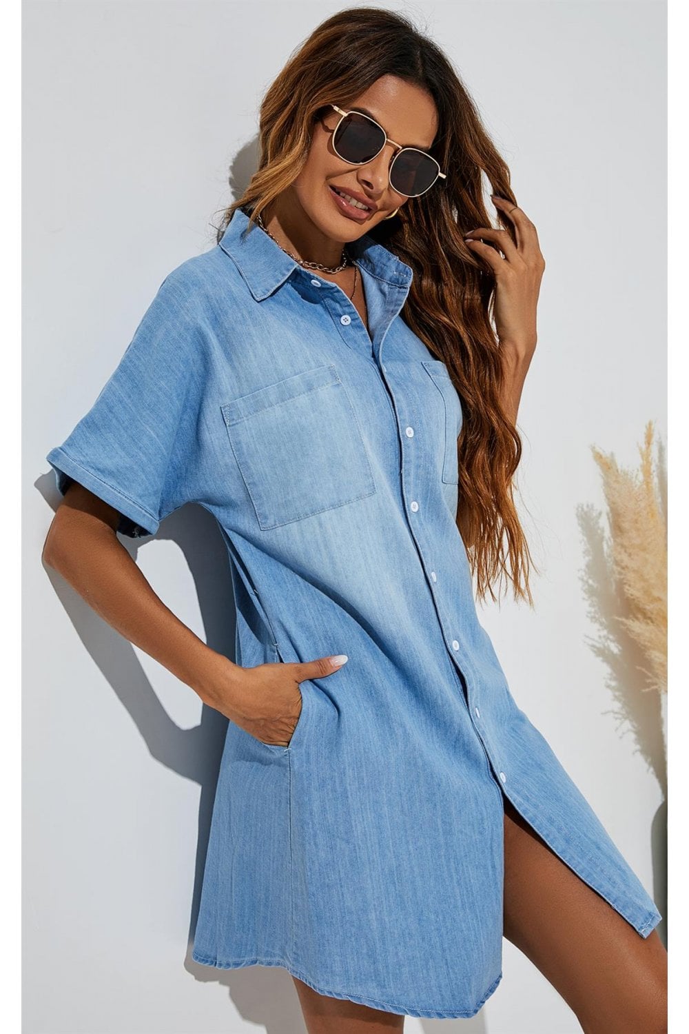 Robe en jean à manches courtes | MINAI™