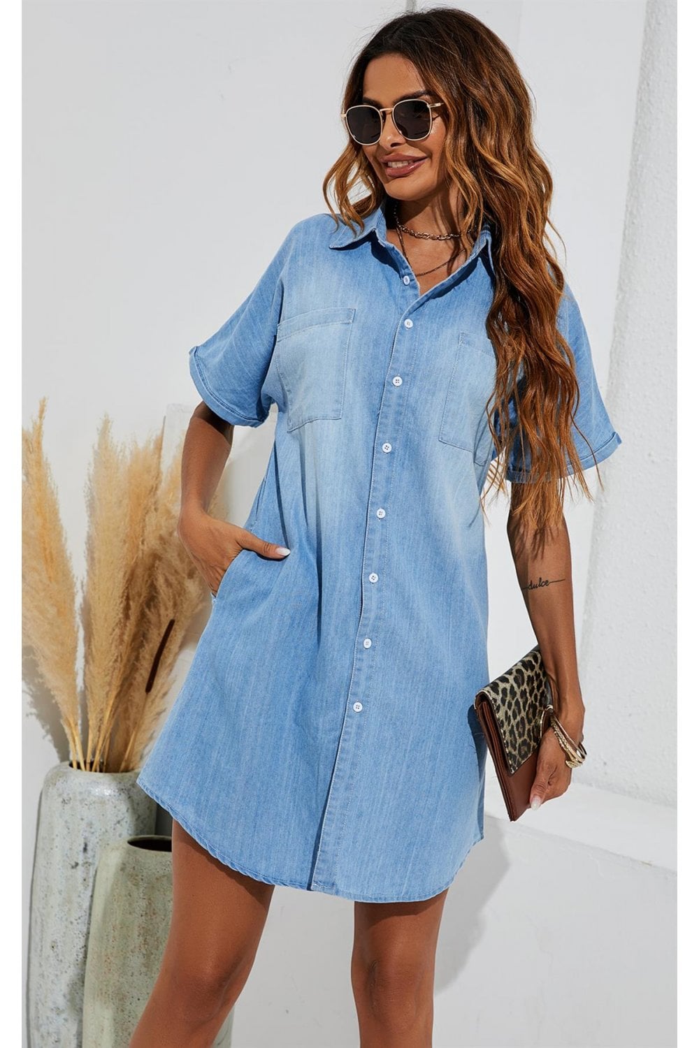 Robe en jean à manches courtes | MINAI™