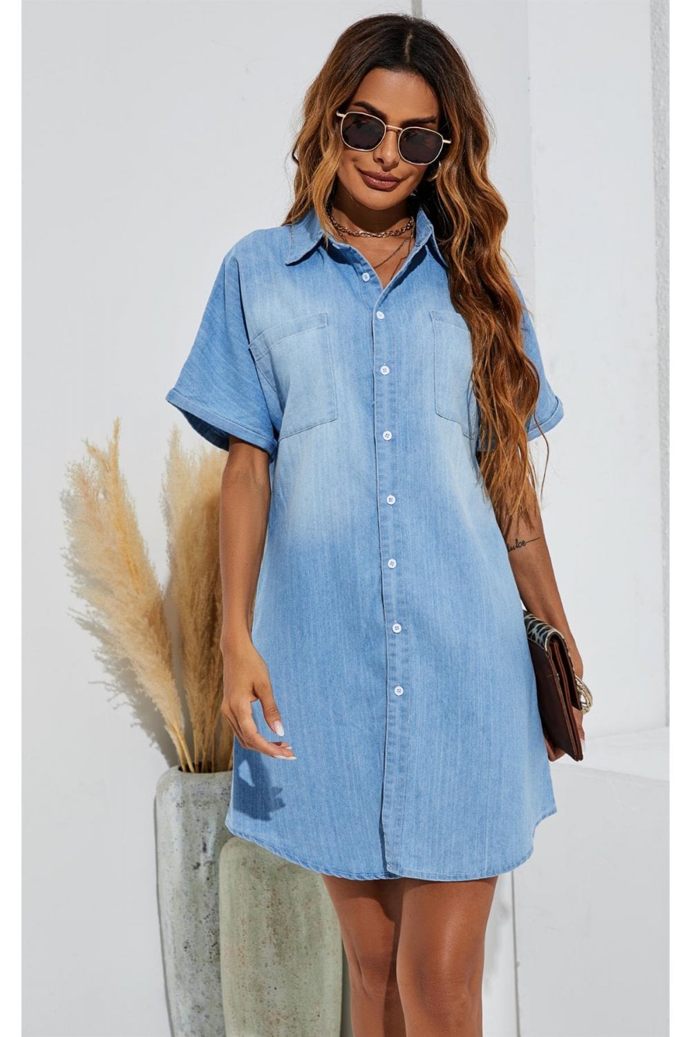 Robe en jean à manches courtes | MINAI™